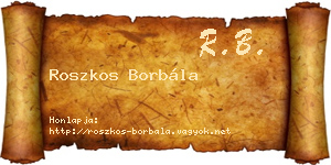 Roszkos Borbála névjegykártya